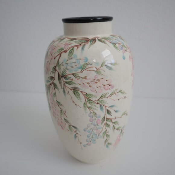 Vintage Signed Sally Noland Japanese Floral Hand Painted Vase - Picture 8 of 8